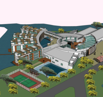 现代度假酒店su模型