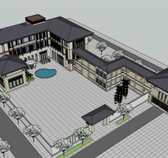 现代住宅鸟瞰规划su模型