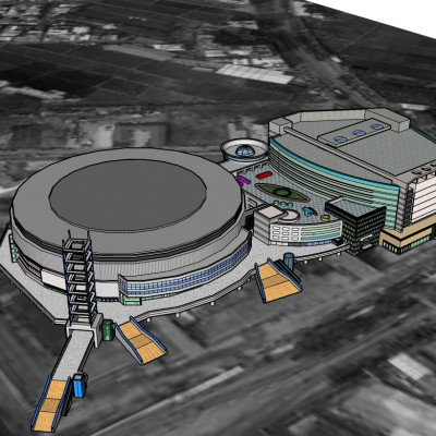 现代体育馆鸟瞰规划su模型