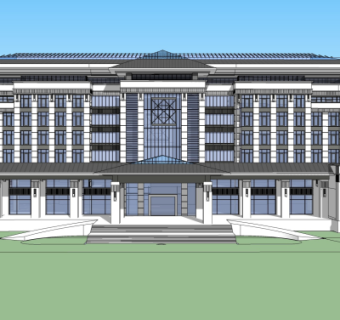 新中式酒店su模型