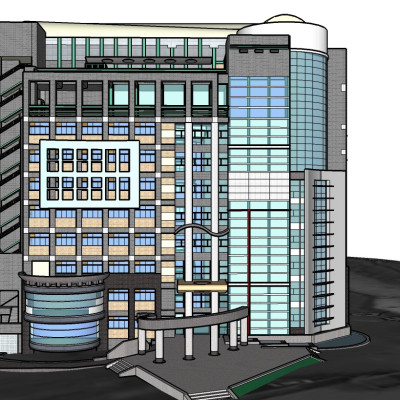 现代教学楼外观su模型