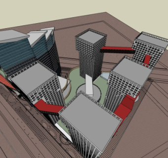 现代高层住宅鸟瞰规划su模型