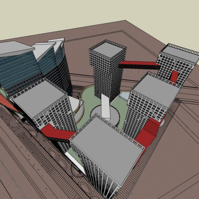 现代高层住宅鸟瞰规划su模型