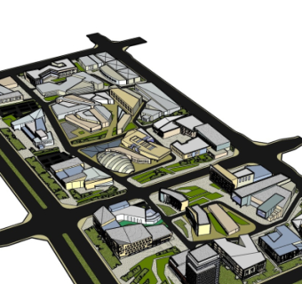 现代工业区鸟瞰规划su模型
