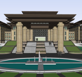 新中式酒店su模型