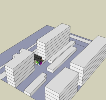 现代公厕鸟瞰规划su模型