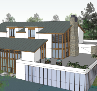 新中式院子su模型