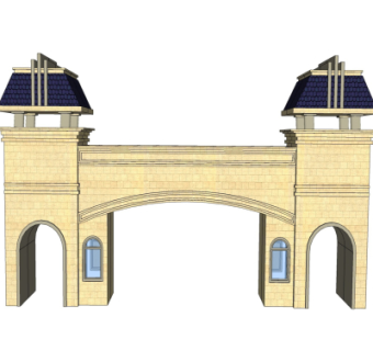 欧式门头构件su模型
