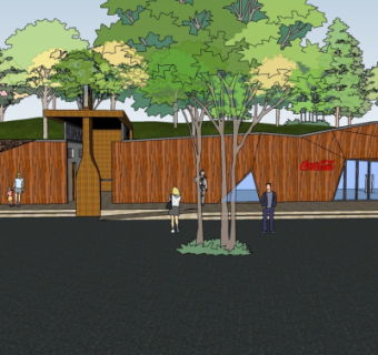 现代公园厕所外观su模型