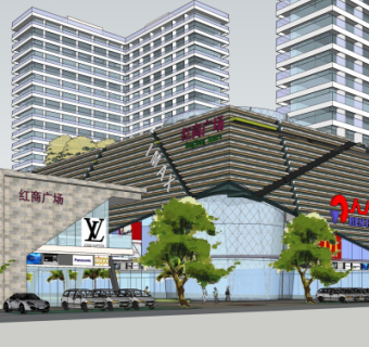 现代商业广场su模型