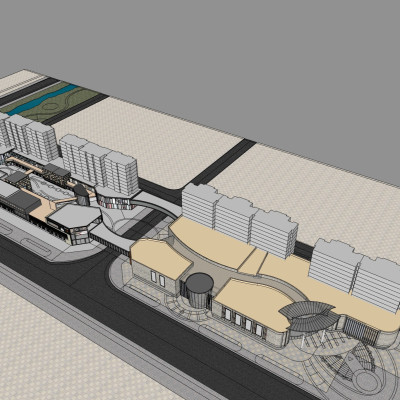 现代商业街su模型