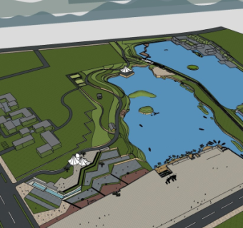 现代商业街鸟瞰规划su模型