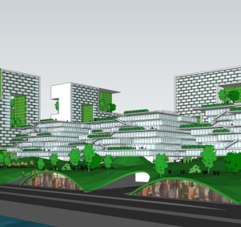 现代生态办公楼su模型
