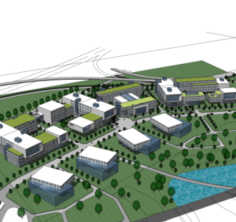 现代商业区规划su模型