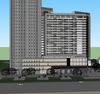 现代高层住宅外观su模型