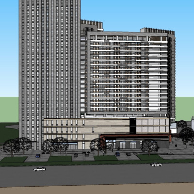 现代高层住宅外观su模型
