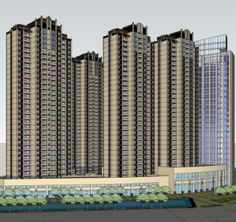 新古典商住综合体su模型