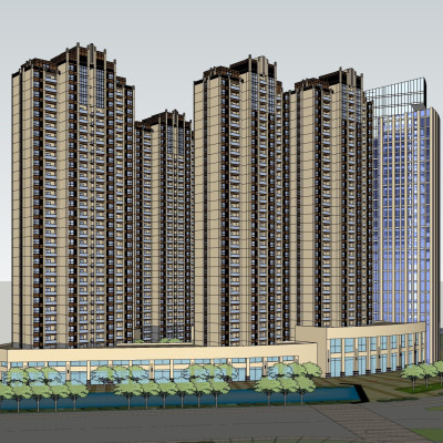 新古典商住综合体su模型