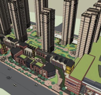 现代商业街su模型