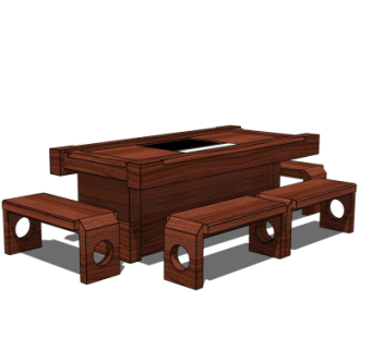 中式实木餐桌椅su模型