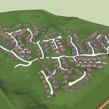 现代小区规划su模型