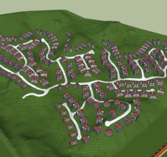 现代小区规划su模型