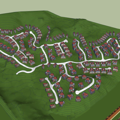 现代小区规划su模型
