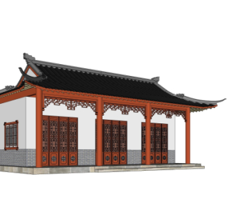 中式古建殿宇su模型