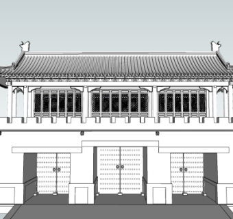中式古建城门su模型
