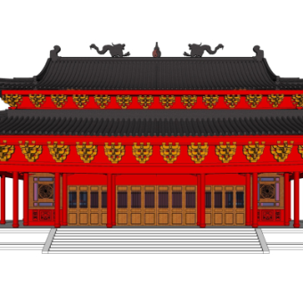 中式古建殿宇su模型