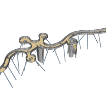 现代悬空桥走廊免费su模型