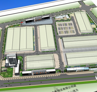 现代厂房规划su模型