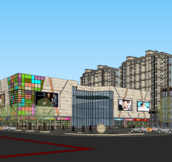 现代商业广场su模型