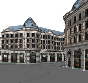 法式沿街商业建筑su模型