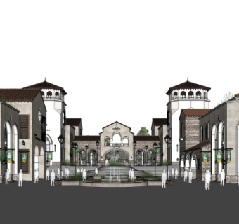 欧式商业街su模型