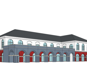 简欧沿街商业建筑su模型