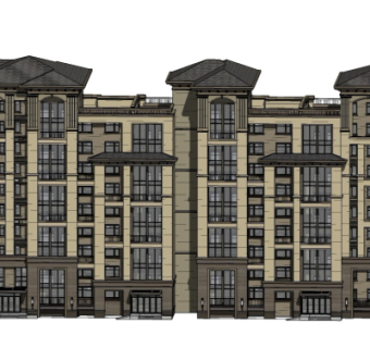 欧式高层住宅su模型