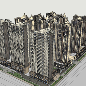 新古典高层公寓楼su模型