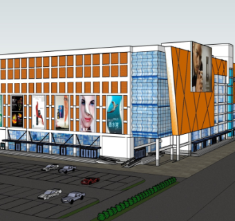 现代沿街商业建筑su模型