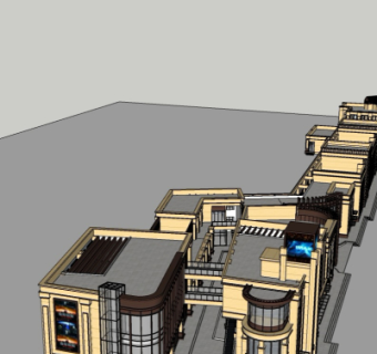 现代商业街鸟瞰规划su模型