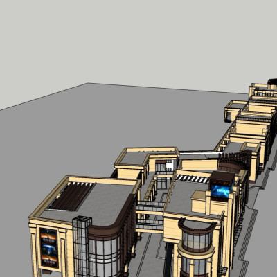 现代商业街鸟瞰规划su模型