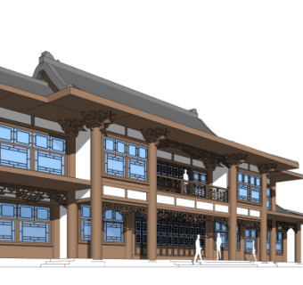 中式客栈酒楼su模型