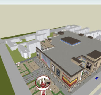现代商业街鸟瞰规划su模型