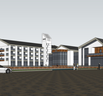 新中式酒店su模型