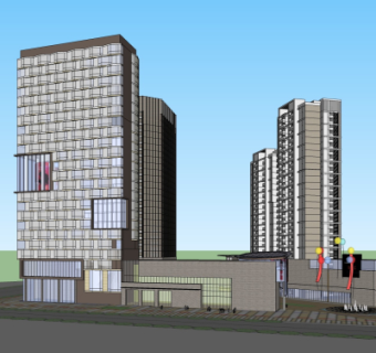 现代办公楼su模型