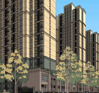 新古典商住综合体su模型