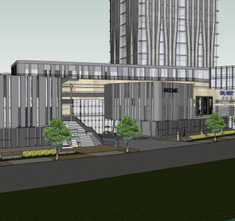 现代沿街商业建筑su模型