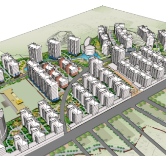 现代小区规划su模型