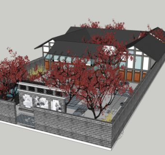 中式院子su模型