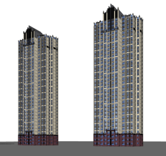 新古典高层公寓楼su模型